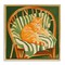 Stupell Industries Cat In Rattan Chair Floating Frame, design by Walker Noble